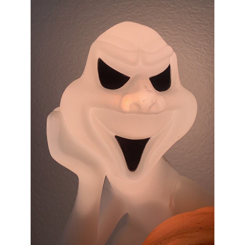 Vintage Seasons by Zanders Ghost Pumpkin Halloween 14" Plastic Blow Mold Light - Picture 2 of 10